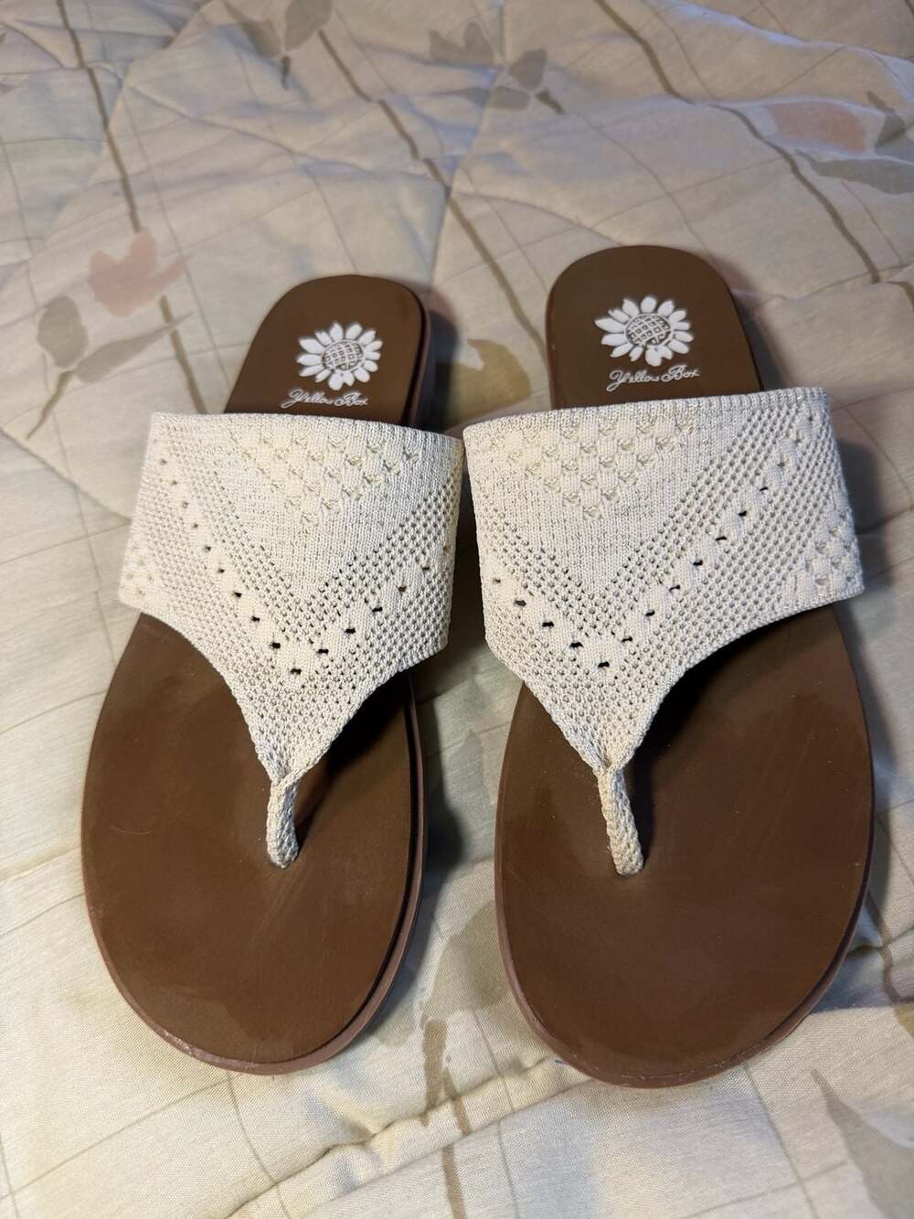 Yellow Box Faddy Flip-Flop Sandal White Knit